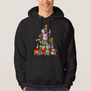 Funny Pitbull Julgran Ljus Puppy Hund Hoodie