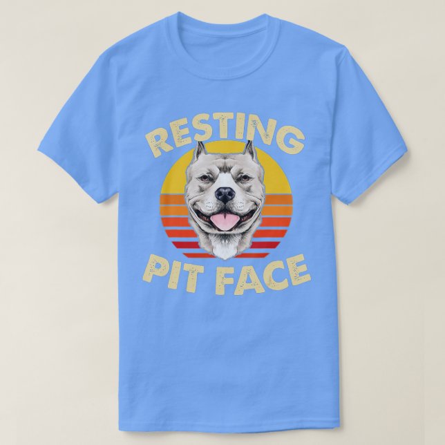Funny Pitbull Resting Pit Ansikte tPitbull Älskare T Shirt (Design framsida)