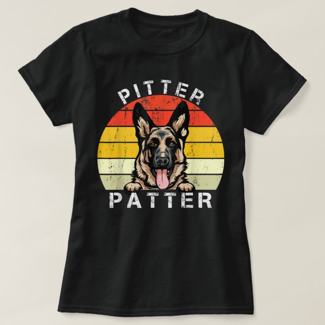 Funny Pitter Patter Hund German Shepherd Hund Rädd T Shirt (Design framsida)