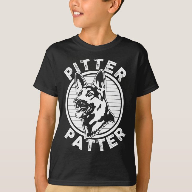Funny Pitter Patter - Hund German Shepherd Hund Re T Shirt (Framsida)