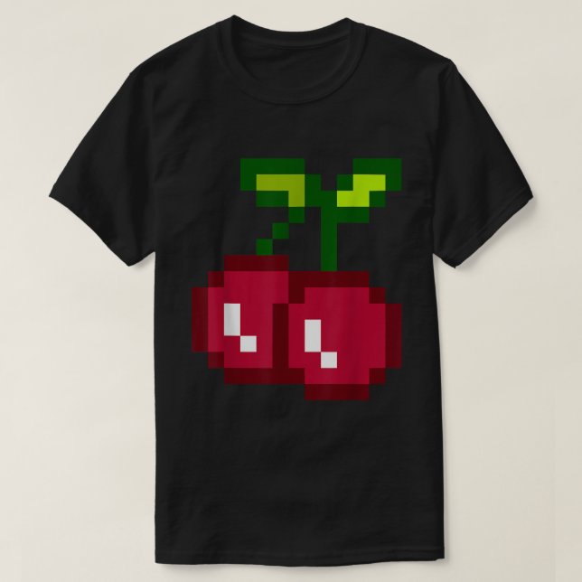Funny Pixel Cherry 80s Gamer Tee (Design framsida)