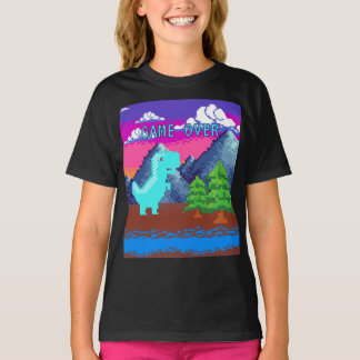 Funny Pixel Gamer Pixelated- Dinosaur Illustration T Shirt