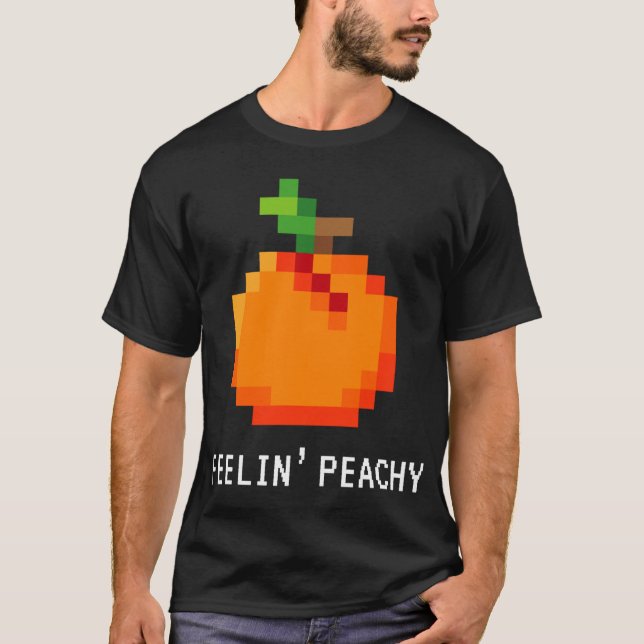 Funny Pixel Peach - Retro 8 - Bit Arcade Gamer Fee T Shirt (Framsida)