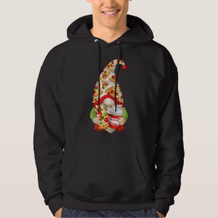 Funny Pizza Älskare Gnome Cute Pizza Mönster Hoodie