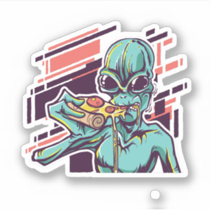 Funny Pizza Älskare Graphic Tecknad ALIEN Tonåring Klistermärken