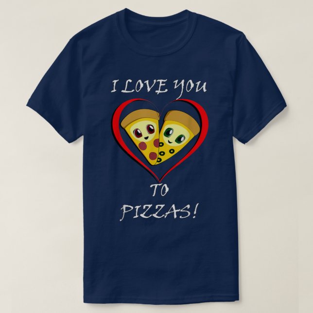 Funny Pizza Älskare Hearts T Shirt (Design framsida)