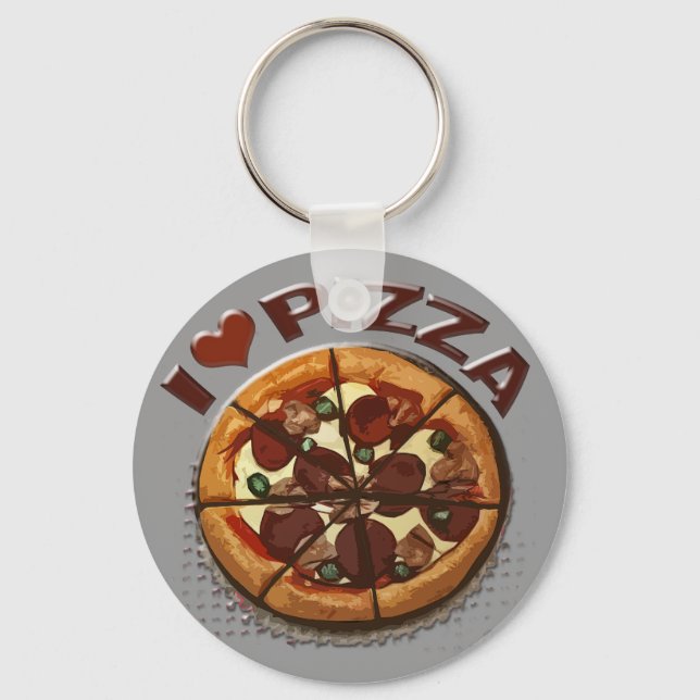 Funny Pizza Älskare Keychain Nyckelring (Framsida)