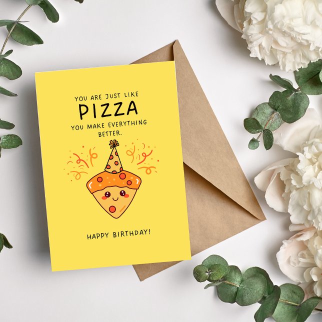 Funny Pizza Birthday Önskemål Card Helgkort (Skapare uppladdad)