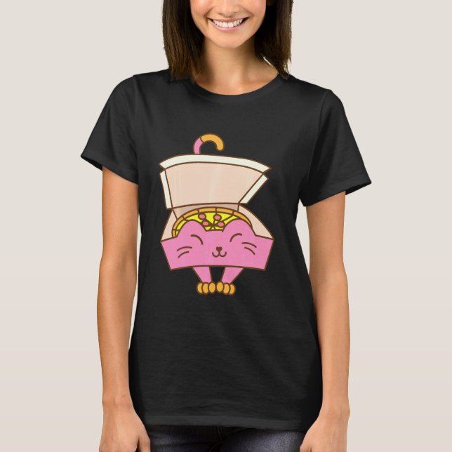 Funny Pizza Box Cat Coola Italy Food Kitten Kärlek T Shirt (Framsida)