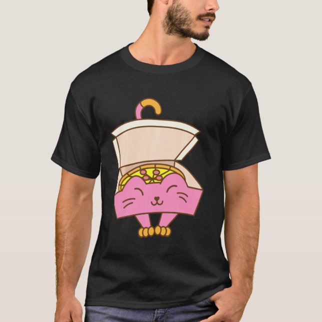 Funny Pizza Box Cat Coola Italy Food Kitten Kärlek T Shirt (Framsida)