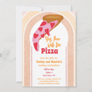 Funny Pizza Bröllop spara datum Inbjudningar
