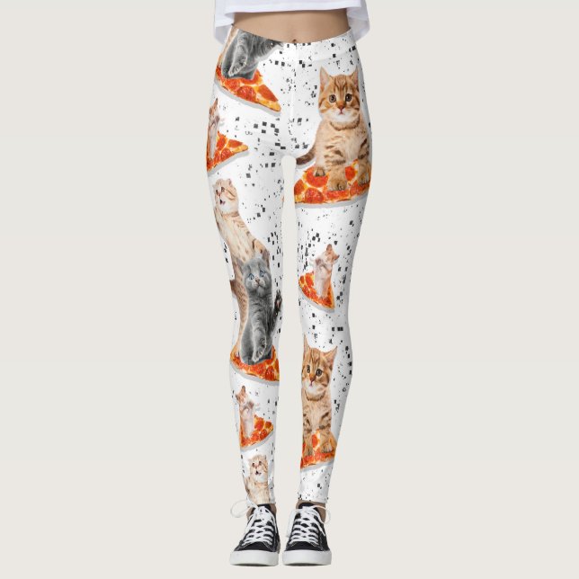 Funny Pizza Cats - Cute Pizza Hamster Leggings (Framsida)
