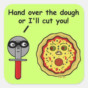 Funny Pizza Cutter Dough Pun Fyrkantigt Klistermärke