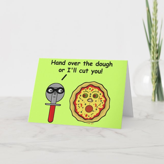 Funny Pizza Cutter Dough Pun Helgkort (Framsida)