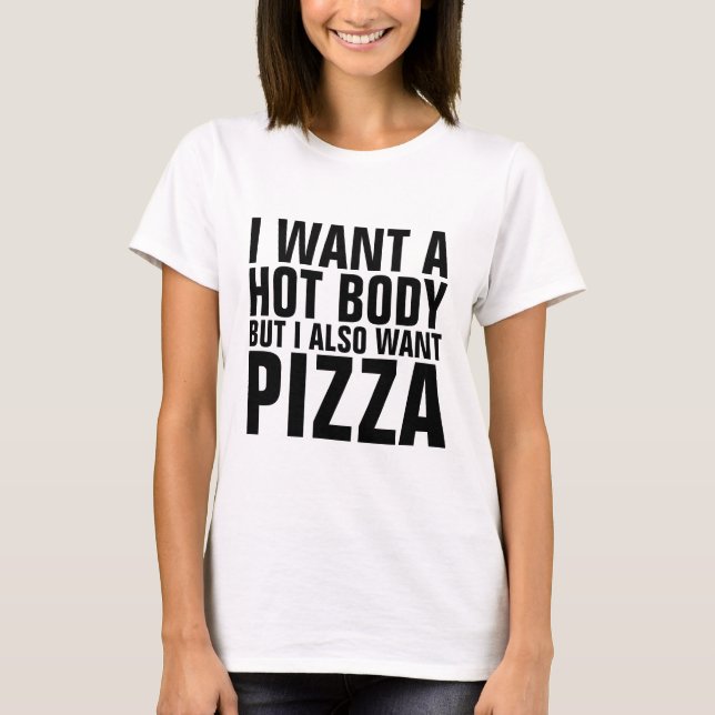 Funny Pizza dam-workout T-shirts (Framsida)