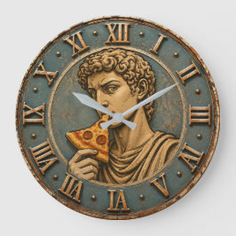 Funny Pizza David Renaissance Art Parody Kitchen Stor Klocka