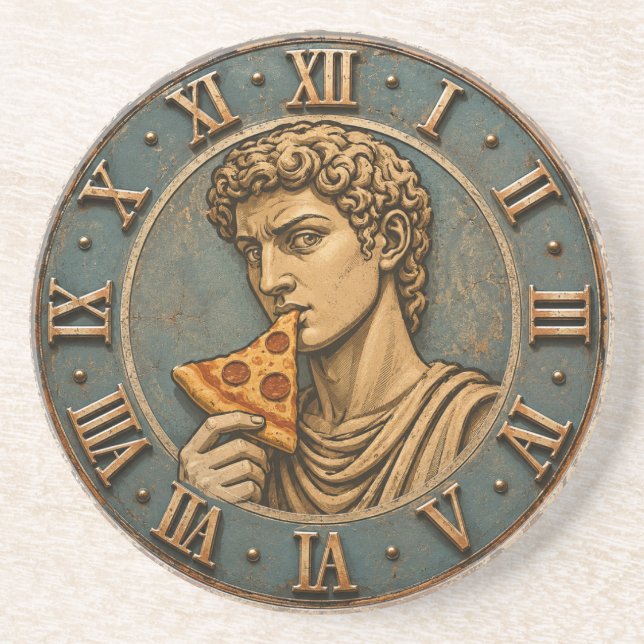 Funny Pizza David Renaissance Art Parody Kitchen  Underlägg (Framsidan)