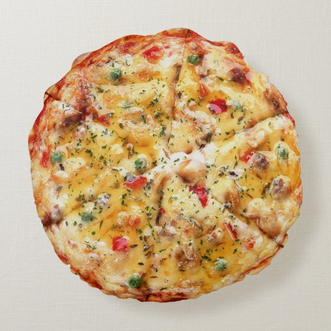 Funny Pizza Design Rund Kudde (Baksidan)