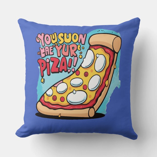 Funny Pizza Food Ord Kudde (Framsida)