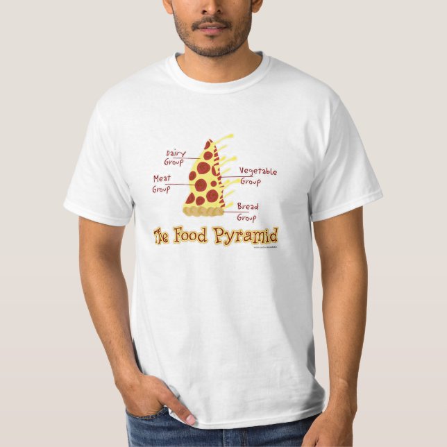 Funny Pizza Food Pyramid T-shirt (Framsida)