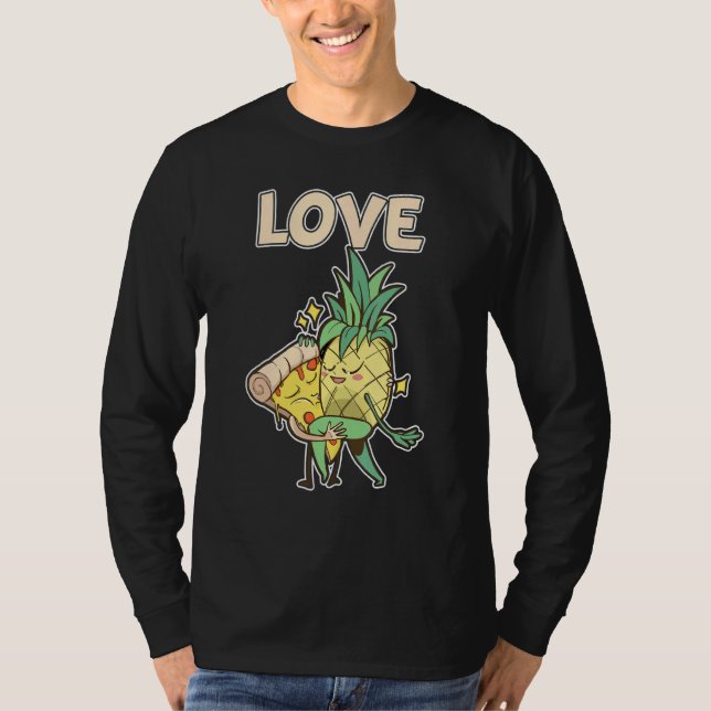 Funny Pizza Hawaii Partnerpar Pineapple Kärlek T Shirt (Framsida)