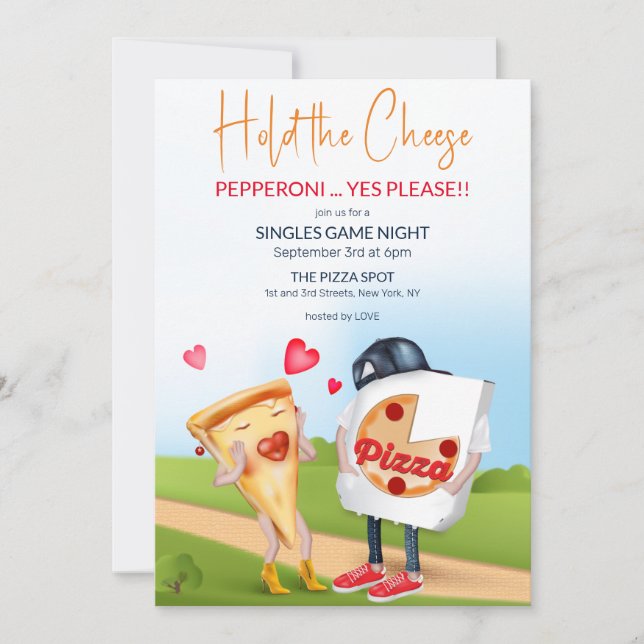 Funny Pizza Kärlek Inbjudningar (Framsida)