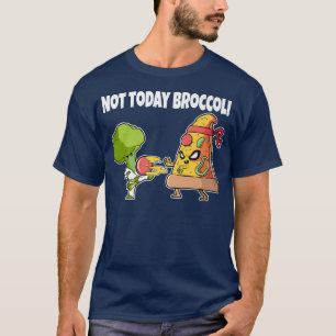 Funny Pizza Kawaii Karate Fighting Broccoli Funny T Shirt