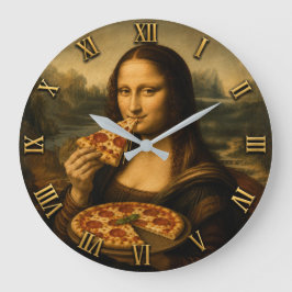 Funny Pizza Mona Lisa Stor Klocka