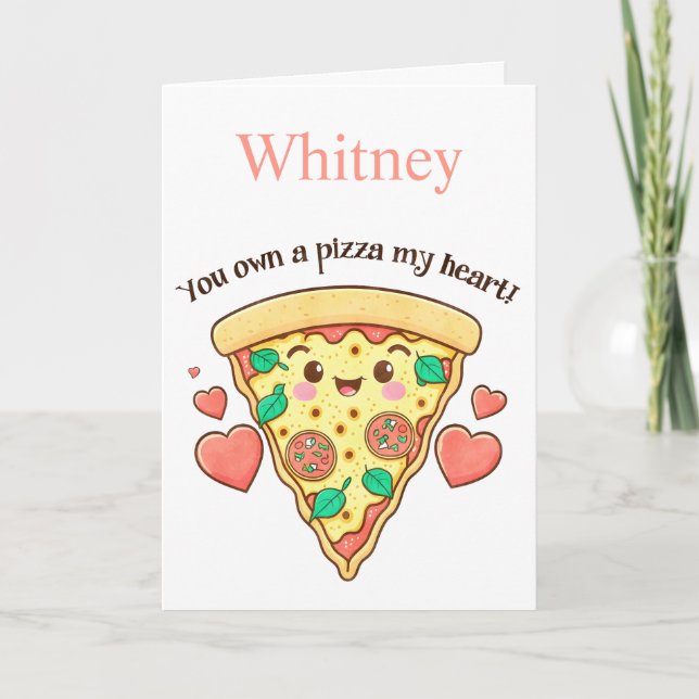Funny Pizza My Heart Valentines day Card Helgkort (Framsida)