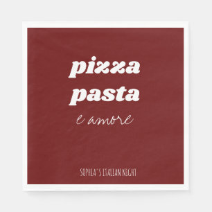 Funny Pizza Pasta Amore Red Italiana Kitchen Pappersservett