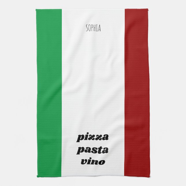 Funny Pizza Pasta Vino Namn italiensk kokning Kökshandduk (Vertikal)