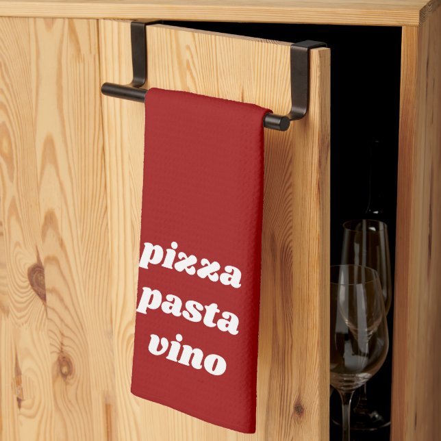 Funny Pizza Pasta Vino Namn Red White Italien Kökshandduk (Thirds Fold)