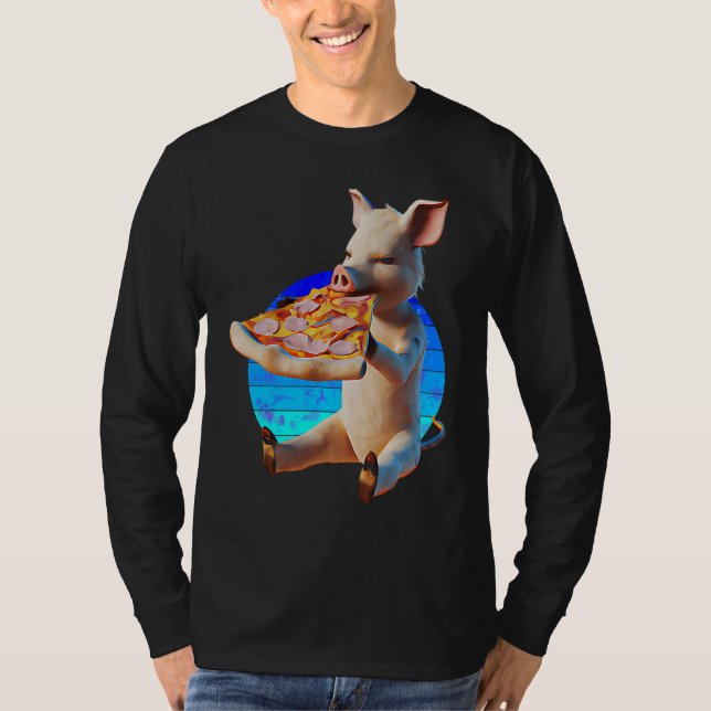 Funny Pizza Pig T Shirt (Framsida)