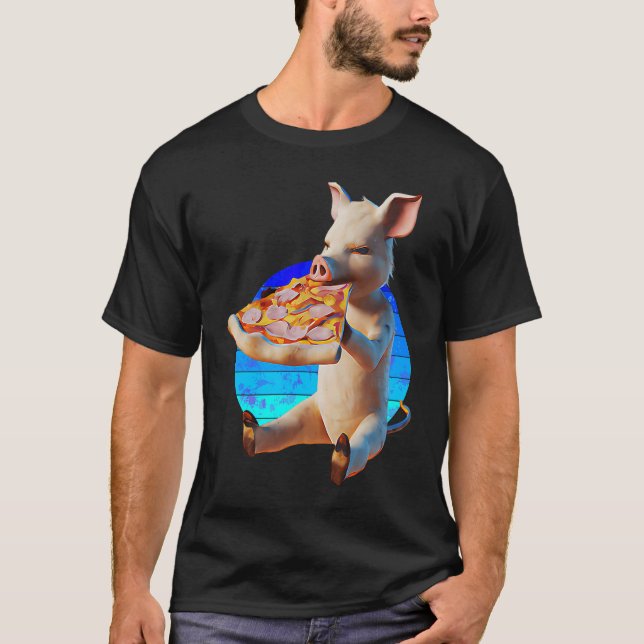 Funny Pizza Pig T Shirt (Framsida)