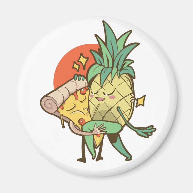 Funny Pizza Pineapple Tango Couple Tonåring Boy Gi Magnet (Framsidan)