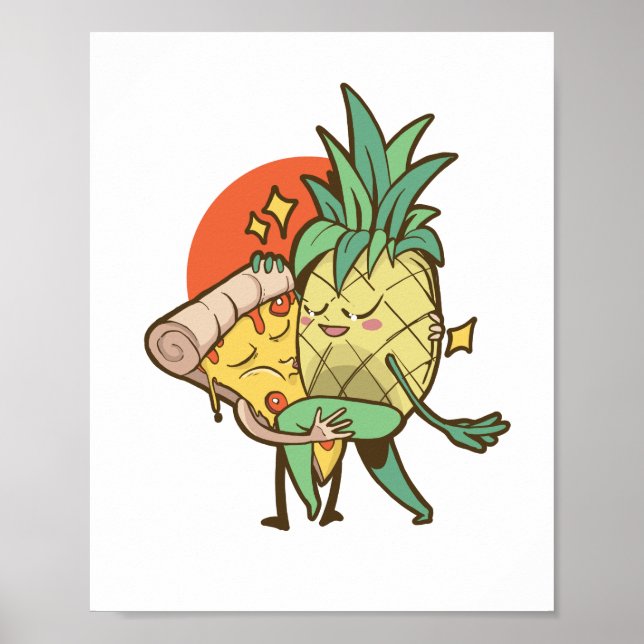 Funny Pizza Pineapple Tango Couple Tonåring Boy Gi Poster (Framsidan)