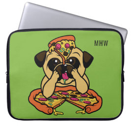 Funny Pizza Pug anpassningsbar monogram laptop sle Laptop Fodral