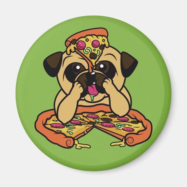 Funny Pizza Pug magnet (Framsidan)