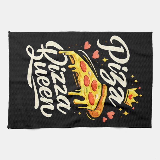 Funny Pizza Queen Cooking for Women Cute Gift Kökshandduk (Horisontell)