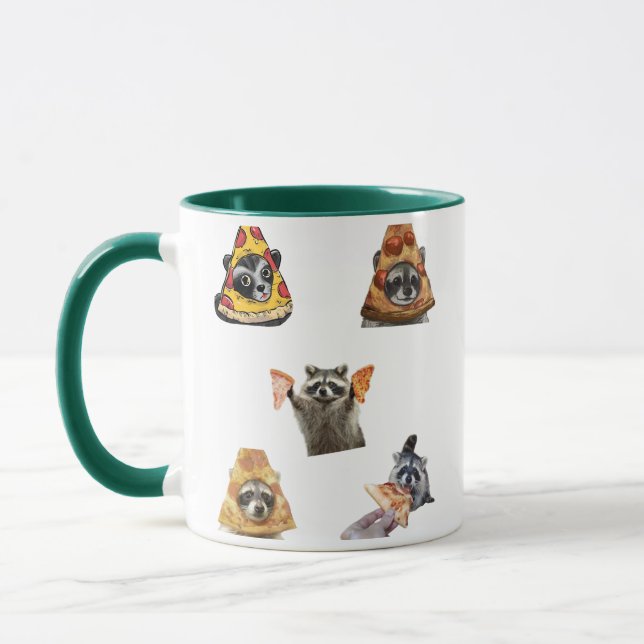 Funny Pizza Raccoon Set For Meme Lovers Mug Mugg (Vänster)