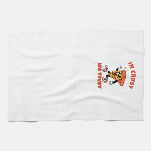 Funny Pizza Shirt – In Crust We Trust Graphic Tee Kökshandduk (Horisontell)