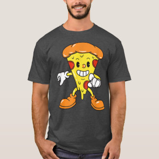 Funny Pizza Similing Tecknade figurer Cute Food L T Shirt