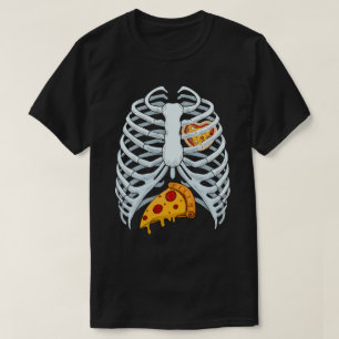 Funny Pizza Skeleton Rib Cage Halloween Costume T Shirt
