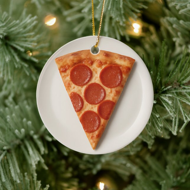 Funny Pizza Slice – Personalized Christmas Gift Julgransprydnad Keramik (Träd)