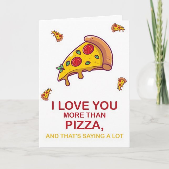 Funny Pizza Valentines day Tack Kort (Framsida)