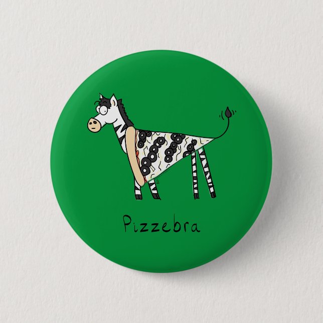 Funny Pizza Zebra Cute Tecknad Kids Knapp (Framsida)