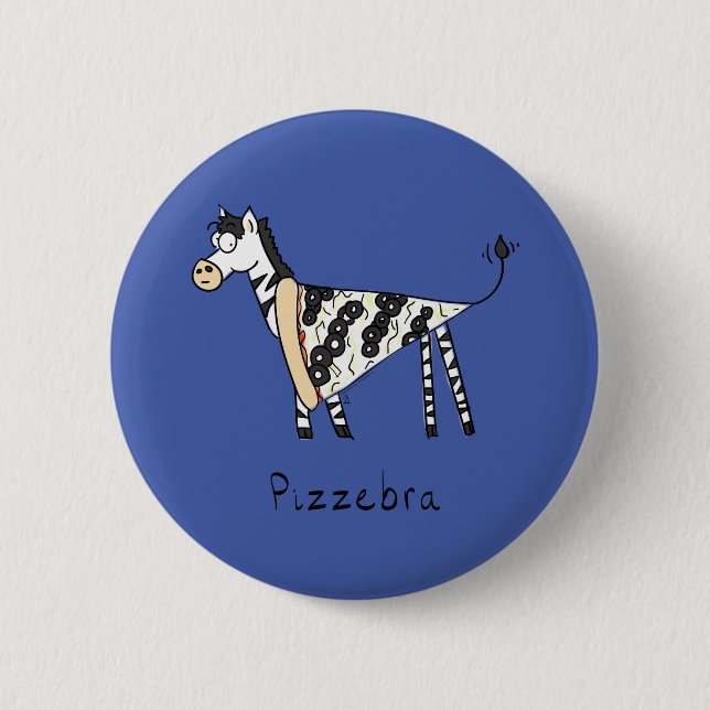 Funny Pizza Zebra Cute Tecknad Kids Knapp (Framsida)