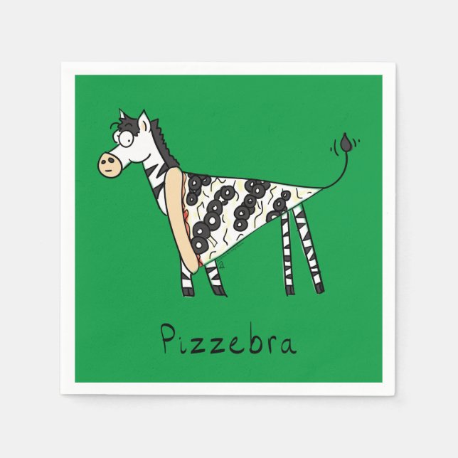 Funny Pizza Zebra Cute Tecknad Kids Pappersservett (Framsidan)
