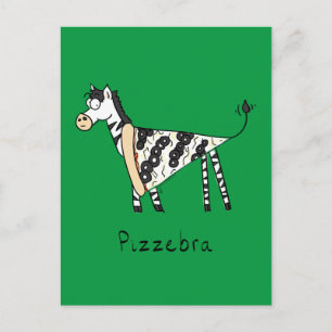 Funny Pizza Zebra Cute Tecknad Kids Vykort