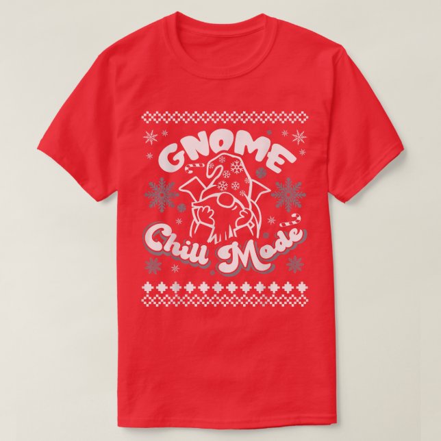 Funny PJ Snowflake Candy Cane Happy Lazy Gnome Chi T Shirt (Design framsida)